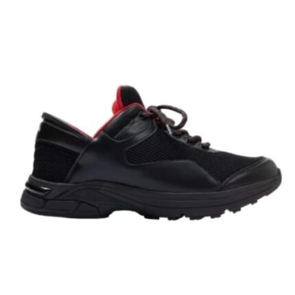 Black & Red Comfort Mesh Walking Sneakers